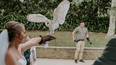 An owl delivered the rings to Steph Agnew, another element designed to be tactile so she could feel it.