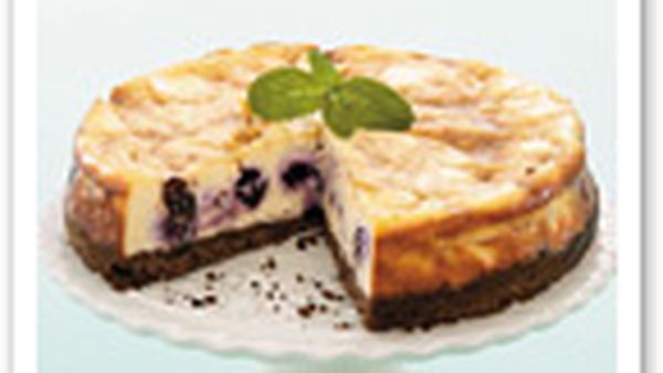 Blueberry and butterscotch cheesecake
