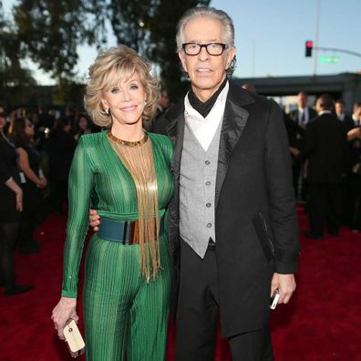 Jane Fonda and Richard Perry at the Grammy Awards in 2015.