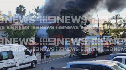 The home is fully engulfed in fire. Picture: 9NEWS