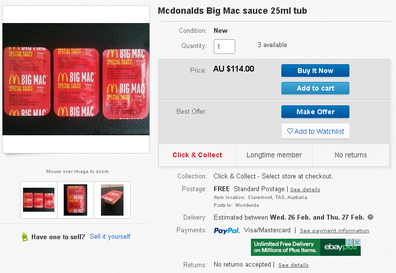 McDonald's Big Mac sauce on eBay