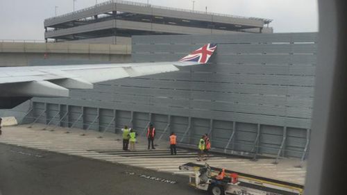 A Virgin Atlantic flight bound for London has hit an airport fence shortly before take-off. (Twitter: @hschleckr)