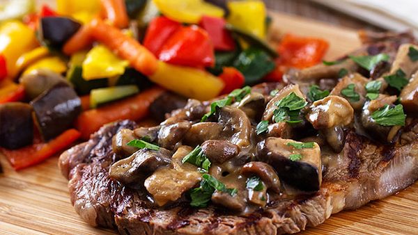 Steak with mushroom sauce