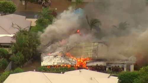The house was engulfed in flames around 5.45pm. (9NEWS)