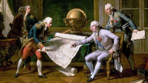 Jean François de Galaup, comte de Lapérouse is given his orders by Louis XVI in an 1817 painting. (Nicolas-André Monsiau)