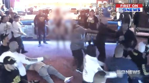 Dozens of men joined in the brawl. Picture: 9NEWS