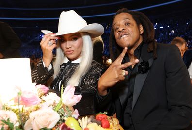 Beyoncé and Jay-Z attend the 66th GRAMMY Awards at Crypto.com Arena on February 04, 2024 in Los Angeles, California.