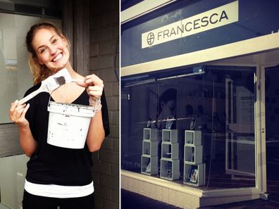 Hannah Vasicek painted the front of Francesca's first store herself.