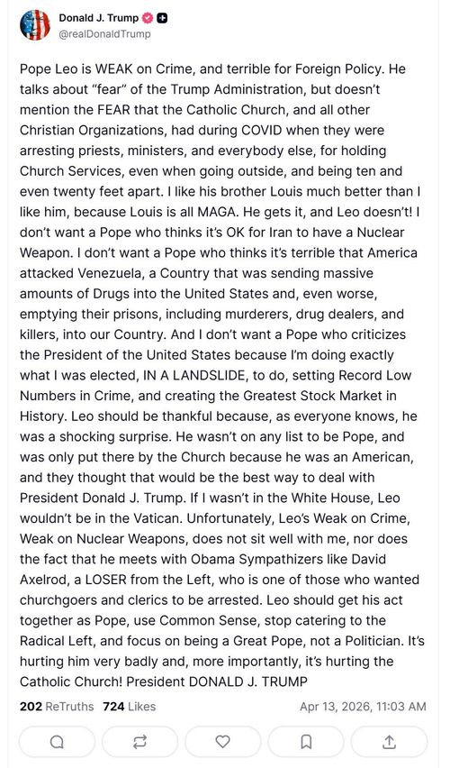 Donald Trump ha definito il Papa “debole”