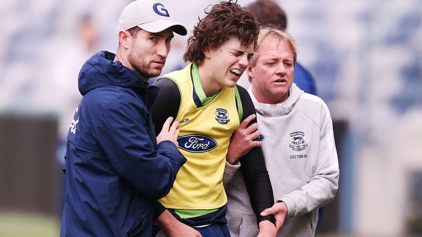 Geelong youngster Jordan Clark suffers left elbow injury in training mishap