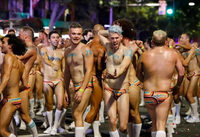 A procession of men in budgie-smugglers. (AAP)