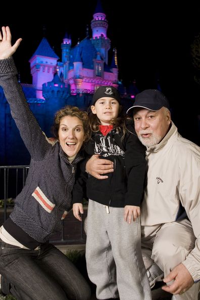 Celine Dion, son Rene-Charles, then 6, and husband Rene Angelil﻿ in Disneyland California in 2007,