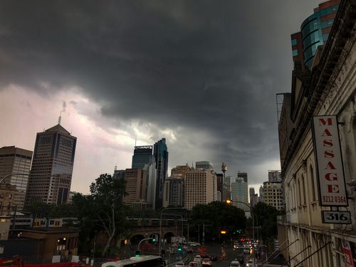 Horrible dark clouds loom over Sydney this afternoon. Picture: Supplied