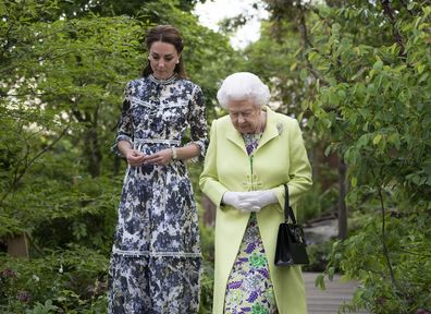 The Duchess pointed out features of her garden display at the show.