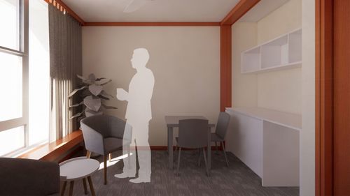 Griffith University emergency housing living space render
