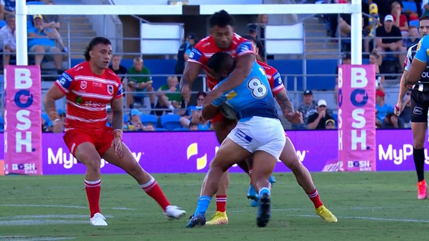 Francis Molo is facing at least three weeks on the sideline for this shot on Moeaki Fotuaika.