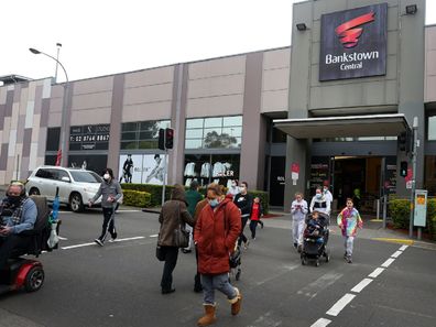 Bankstown Central shopping centre people in car park