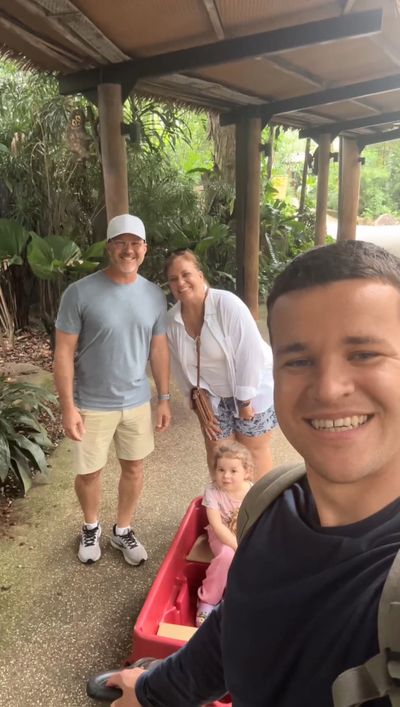 Chandler Powell with daughter Grace Warrior and parents in Singapore