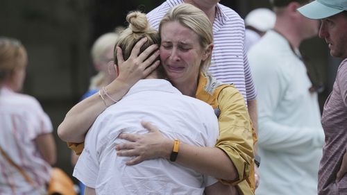 Families are reunited at a reunification center on July 4 in Ingram, Texas.
