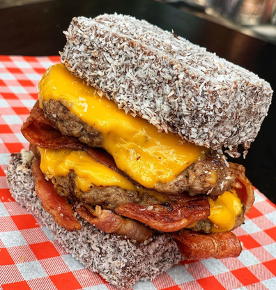 Adelaide restaurant Chuck Wagon 175 have teased their Australia Day special -- a hybrid monstrosity that combines the lamington dessert with a double beef and bacon burger.