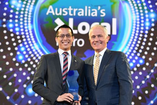 Australia's Local Hero, Eddie Woo with Malcolm Turnbull. (AAP)