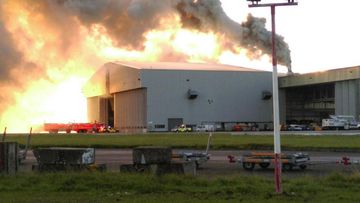 Flights at Dublin Airport suspended due to a fire on the roof of a hangar. (Twitter)