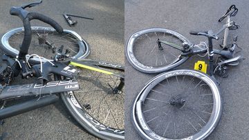 The damaged cyclist's bike. (Vic Police)