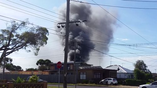 Black smoke billows from North Geelong warehouse fire