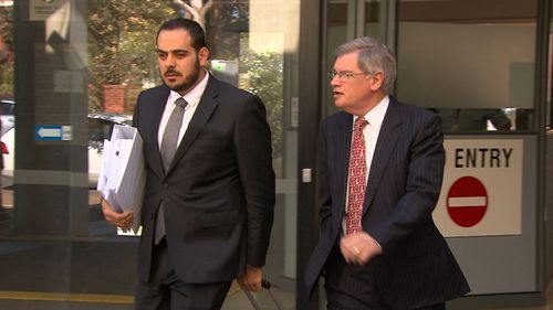 John Kearsley (right) leaves court with his laywer today. (9NEWS)