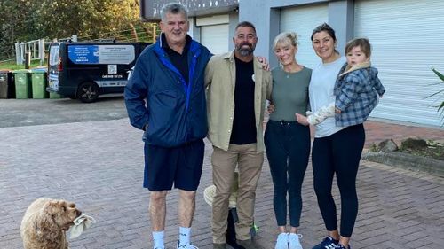 Barry and his family at South Maroubra Surf Lifesaving Club, where he lives.