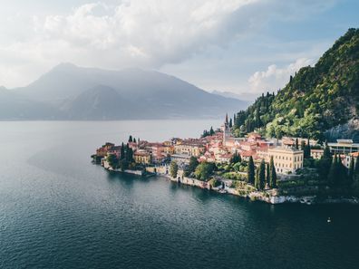 Como Lake panoramic landscape. Bellagio, Italy, Europe.