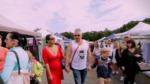 Maha Al Musa and her husband in Byron Bay. (Channel 9)