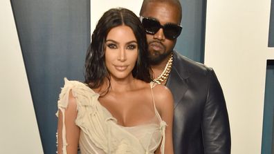 Kim Kardashian and Kanye West attend the 2020 Vanity Fair Oscar Party at Wallis Annenberg Center for the Performing Arts on February 09, 2020 in Beverly Hills, California. 