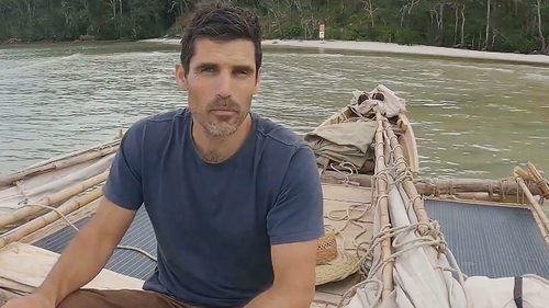 The former ADF member has sailed from Townsville to Cape York in a hand-carved wooden canoe, surviving at sea for 49 days.