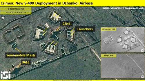 Satellite image by ImageSat International shows build up of S-400 missile battery between April and December 2018.