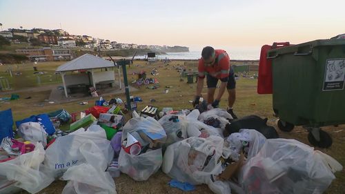 Rubbish seen at Bronte Beach on Boxing Day.