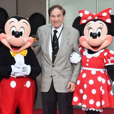 Richard M Sherman attends the dedication and re-naming of the historic Orchestra Stage, now the Sherman Brothers Stage A, on the Disney Burbank lot prior to the world premiere of Disney's 'Christopher Robin' at the studio's Main Theater, on July 30, 2018.