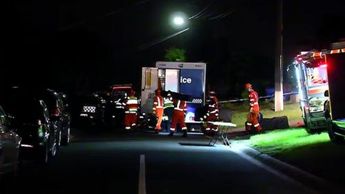 Emergency services at the scene last night. (9NEWS)