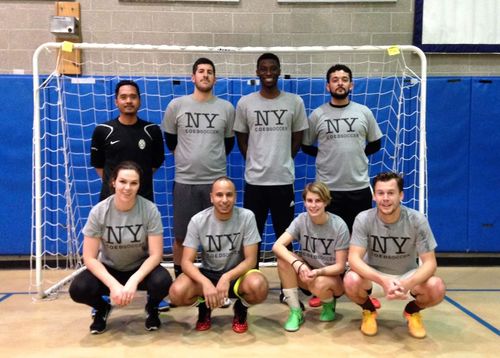 Ella Colley with her New York soccer team, the Nasty Narwhals.