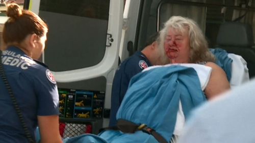 He punched his mother in the face yesterday after ramming her car into a pole in Wollongong.