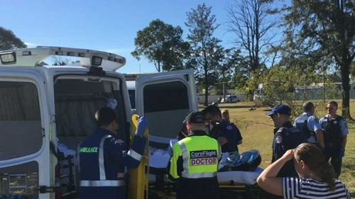 The man was treated at the scene before being taken to Westmead Hospital. (9NEWS)