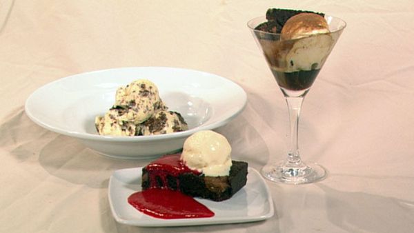 Chocolate fudge brownies - served 3 ways