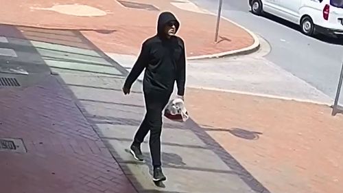 The robber fled on foot.