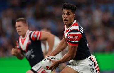 Joseph-Aukuso Suaalii of the Sydney Roosters during the round five NRL match between the Sydney Roosters and the Parramatta Eels at Allianz Stadium.