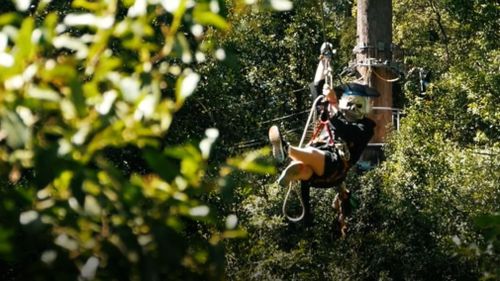 A witch went for a wicked ride on a zip line in Illawarra. 
