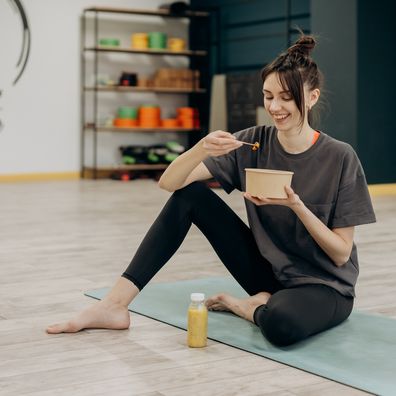 Girl eating a salad