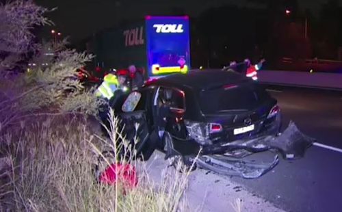 The family Mazda sustained serious damage in the crash. (9NEWS)