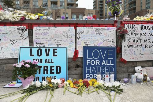 Memorials are growing near the scene of the attack. 