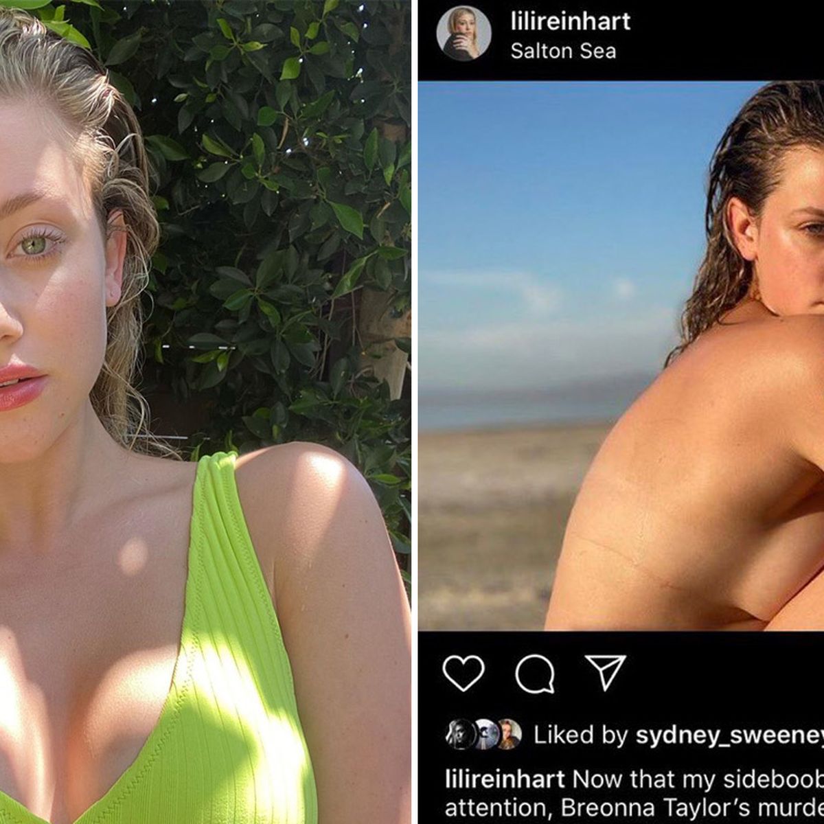 Lili Reinhart puts a sultry display as she flashes her cleavage on