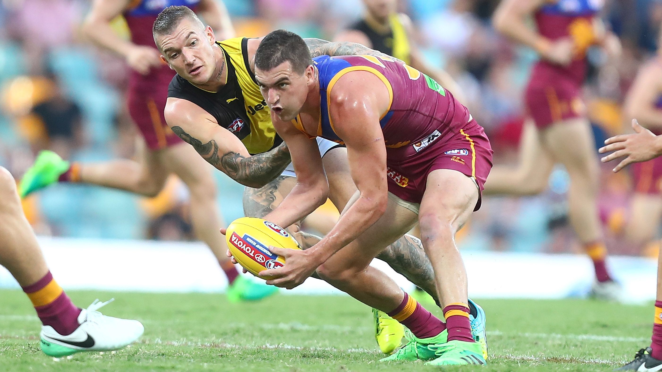 Tom Rockliff in action for the Brisbane Lions in 2017.